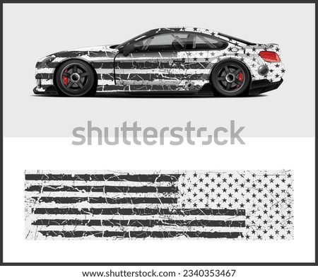 Minimalist Vehicle wrap design american flag illustration drawn with a grunge brush