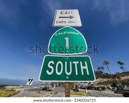 California Route 1 highway sign in the Pacific Palisades area of Los Angeles California.  