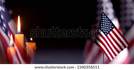 Patriot Day banner template. September 11 Memorial Day for the United States of America concept. Remembrance Day for the Victims of the Terrorist Attacks. Patriot Day photo collage. Royalty-Free Stock Photo #2340358511