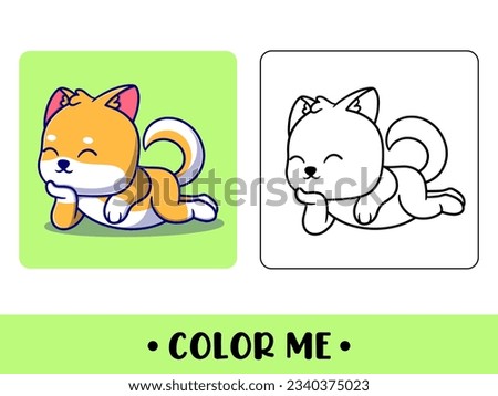 Vector cute dog for childrens coloring page vector icon illustration