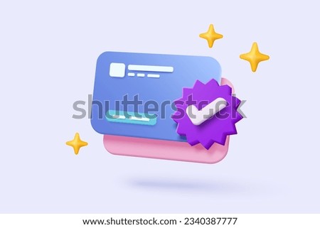 3D icon credit card money financial pay for online shopping, bank payment credit card with payment protection 3d concept. 3d business finance vector icon render illustrator for shopping e-commerce Royalty-Free Stock Photo #2340387777
