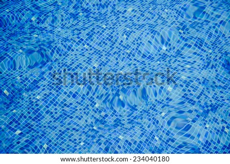 Blue mosaic pattern from water surface in pool 