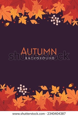 Background material designed with autumn leaves and nuts	