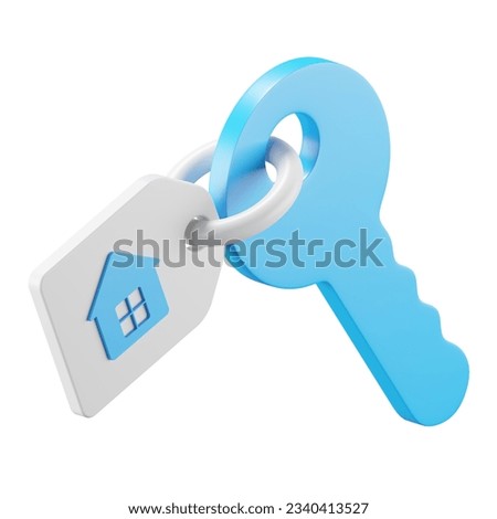 3d icon rendering of key and price tag isolated background.