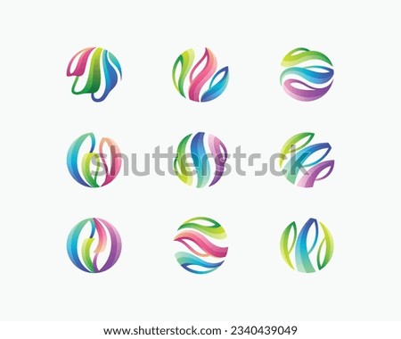 Set os colorful abstract logo gradient