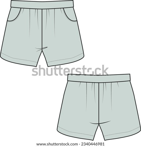 Kids and Baby Wear Shorts Knickers Front And Back Casual Wear Vector Illustration Royalty-Free Stock Photo #2340446981