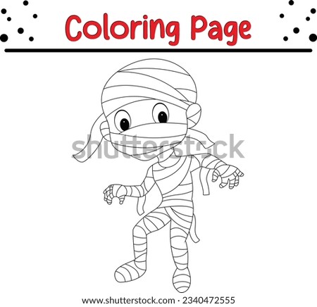 funny mummy cartoon coloring page. Halloween coloring book for kids