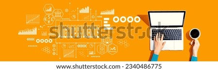 Micropayments theme with person using a laptop computer Royalty-Free Stock Photo #2340486775