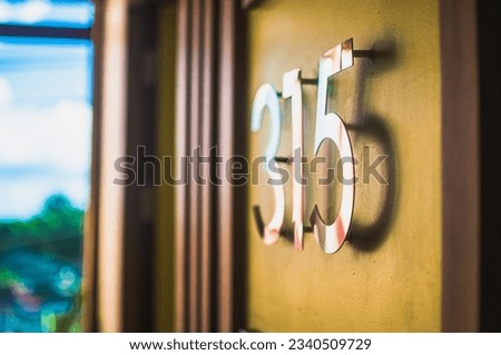 The number 315 isolated on a wall