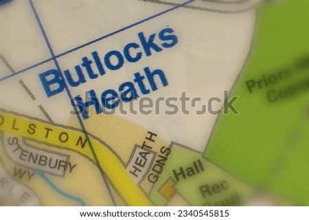 Butlocks Heath near Southampton in Hampshire, England, UK atlas map town name tilt-shift