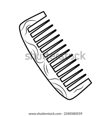 Wooden comb in doodle style. Eco hairbrush icon. Beauty accessory. Royalty-Free Stock Photo #2340580559