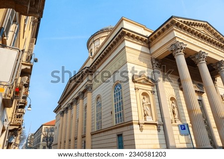 Chiesa Parrocchiale della Gran Madre di Dio , cathedral in Torino. Architecture of Turin . Royalty-Free Stock Photo #2340581203