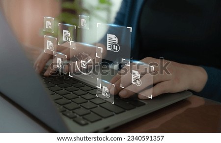Online document approval concept. For faster and more efficient approval of documents, eliminating the need for manual paperwork and reducing errors. saves time and money. E document management. Royalty-Free Stock Photo #2340591357