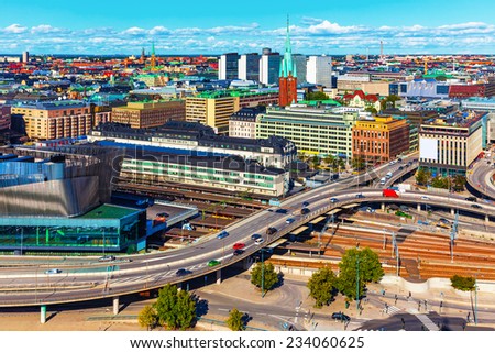 Scenic summer aerial panorama of Stockholm, Sweden