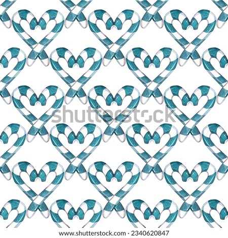 Striped hearts. Abstract seamless background of sweets. Watercolor illustration for your design. White background