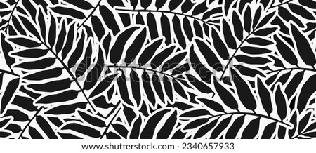 Tropical pattern, palm leaves seamless vector floral background. Exotic plant.  monochrome Jungle geometric seamless pattern.