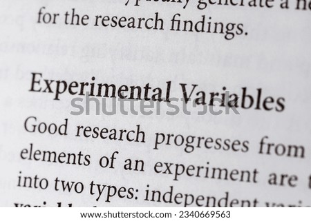 close-up of the scientific research term Experimental Variables on paper background 