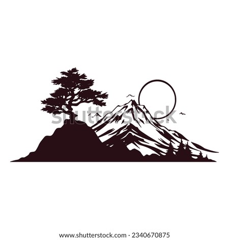 mountain landscape silhouette isolated on white background. vector illustration