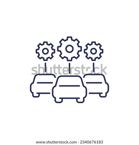 car fleet management line icon on white Royalty-Free Stock Photo #2340676183
