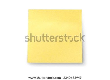 blank yellow sticky notes on white background. Discussing business, teamwork, brainstorming concept. sticky notes paper with shadow. copy space Royalty-Free Stock Photo #2340683949