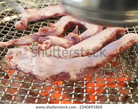 This is a picture of the meat on the grill.