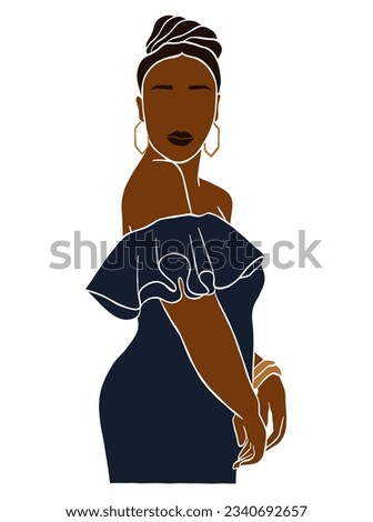 Abstract beautiful black woman portrait illustration. Vector illustration.