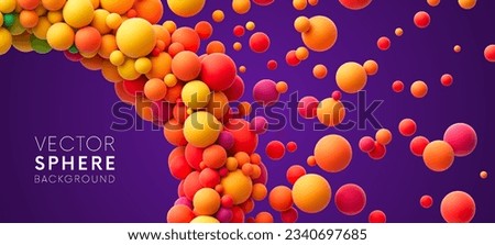 Colorful random flying spheres abstract background. Colorful matte soft balls in different sizes. Vector illustration