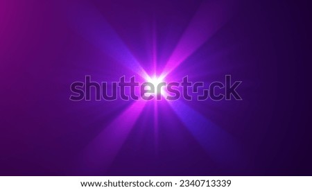 The star burst with brilliance, glow bright star, purple glowing light burst on a black background,
