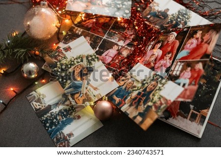 Christmas collage, Christmas photos and decor Royalty-Free Stock Photo #2340743571