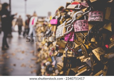 Pink padlocks as a symbol of love 