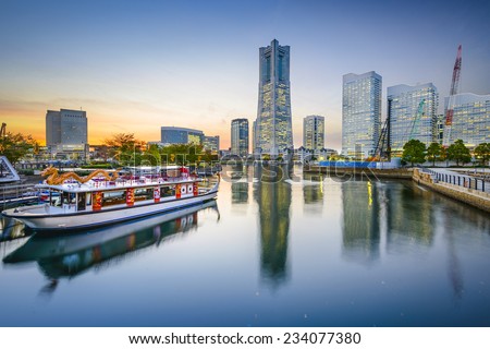 Yokohama, Japan cityscape at Minato-Mirai waterfront.