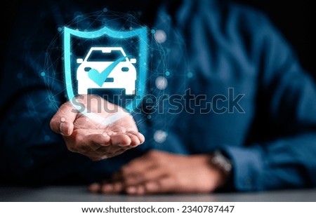 Business employees protecting customer care, Car insurance policy finance form money concept. Focus on hands man insurance car sign. Royalty-Free Stock Photo #2340787447
