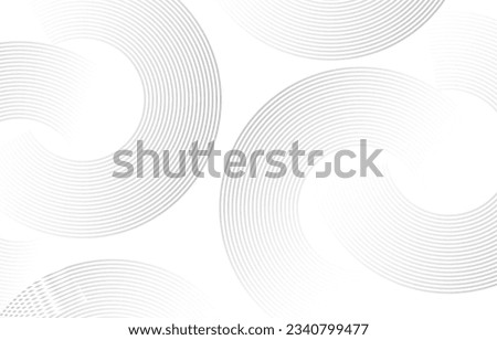 Abstract white color horizontal banner background with white circle lines. Geometric stripe line art design. Modern white lines. Futuristic technology concept. Vector illustration