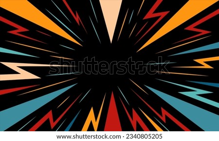 Blast zap lightning bolt explosion excitement abstract background, Posters, Banner Samples, Retro Colors from the 1970s 1900s, 70s, 80s, 90s. retro vintage 70s style stripes background poster lines. s Royalty-Free Stock Photo #2340805205