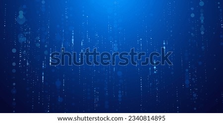 Abstract Technology Futuristic Digital Concept Pattern with Lighting Glowing Circles on Dark Blue Background. High Tech or Science Research Presentation Backdrop. Vector Illustration.