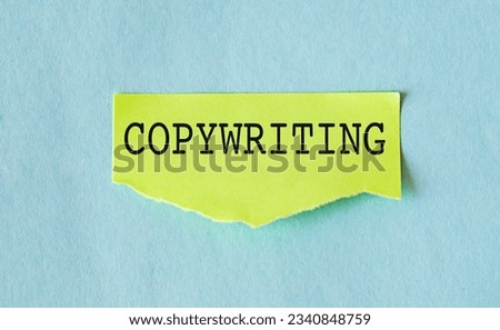 Copywriting text on yellow stickers attached on blue background.