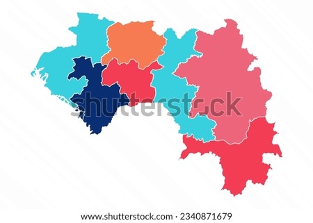Multicolor Map of Guinea With Provinces, can be used for business designs, presentation designs or any suitable designs.