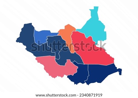 Multicolor Map of South Sudan With Provinces, can be used for business designs, presentation designs or any suitable designs.