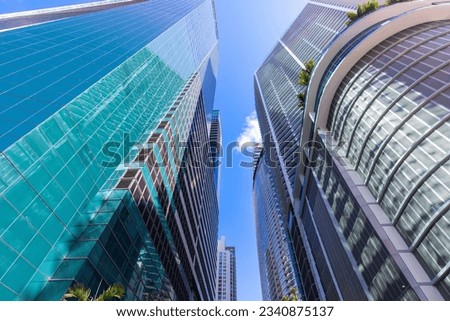 Miami downtown financial skyline and business shopping center near Biscayne bay and South beach. Royalty-Free Stock Photo #2340875137