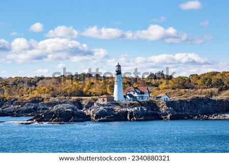 A Portland Maine Lighthouse along the ocean