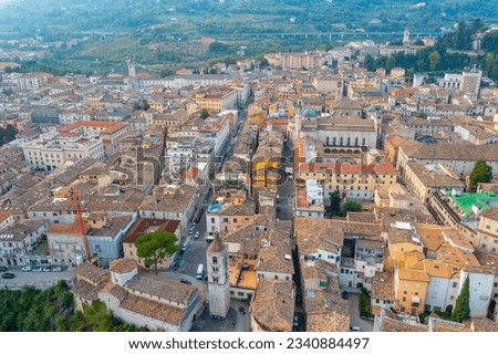 Aerial view of city center of Italian town Ascoli Piceno.