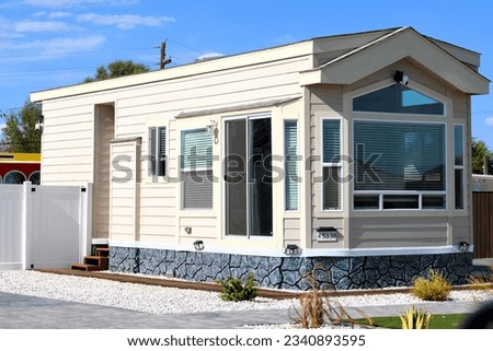 a new tiny home recently completed on small city lot Royalty-Free Stock Photo #2340893595