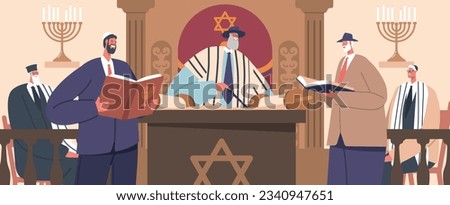 Gathered In A Synagogue, Worshippers Engage In Prayers, Readings, And Rituals Under The Guidance Of A Rabbi Royalty-Free Stock Photo #2340947651