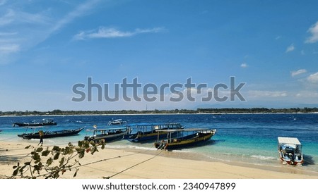 Boats moored on Gili T beach