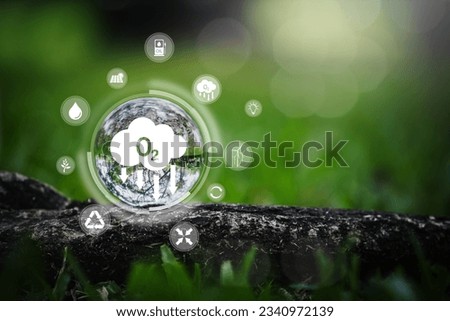 O2, Oxygen is a gas important to life of both plants humans and animals. Because body lacks oxygen for just few minutes. energy and environmental concept. Nature tree oxygen cloud. Royalty-Free Stock Photo #2340972139