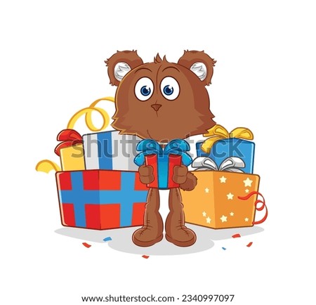 the bear give gifts mascot. cartoon vector