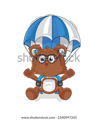 the bear skydiving character. cartoon mascot vector