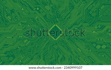 CPU Chip on Motherboard. Central Computer Processors CPU concept. Quantum computer, large data processing, database concept. Futuristic microchip processor. Digital chip. Royalty-Free Stock Photo #2340999107