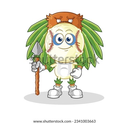 the baseball head tribal man mascot. cartoon vector