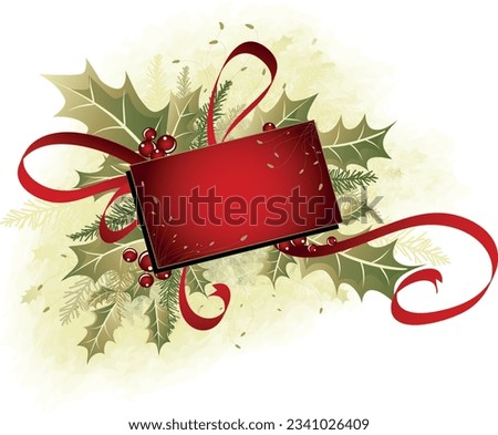 Mistletoe and ribbon clip-art 
background